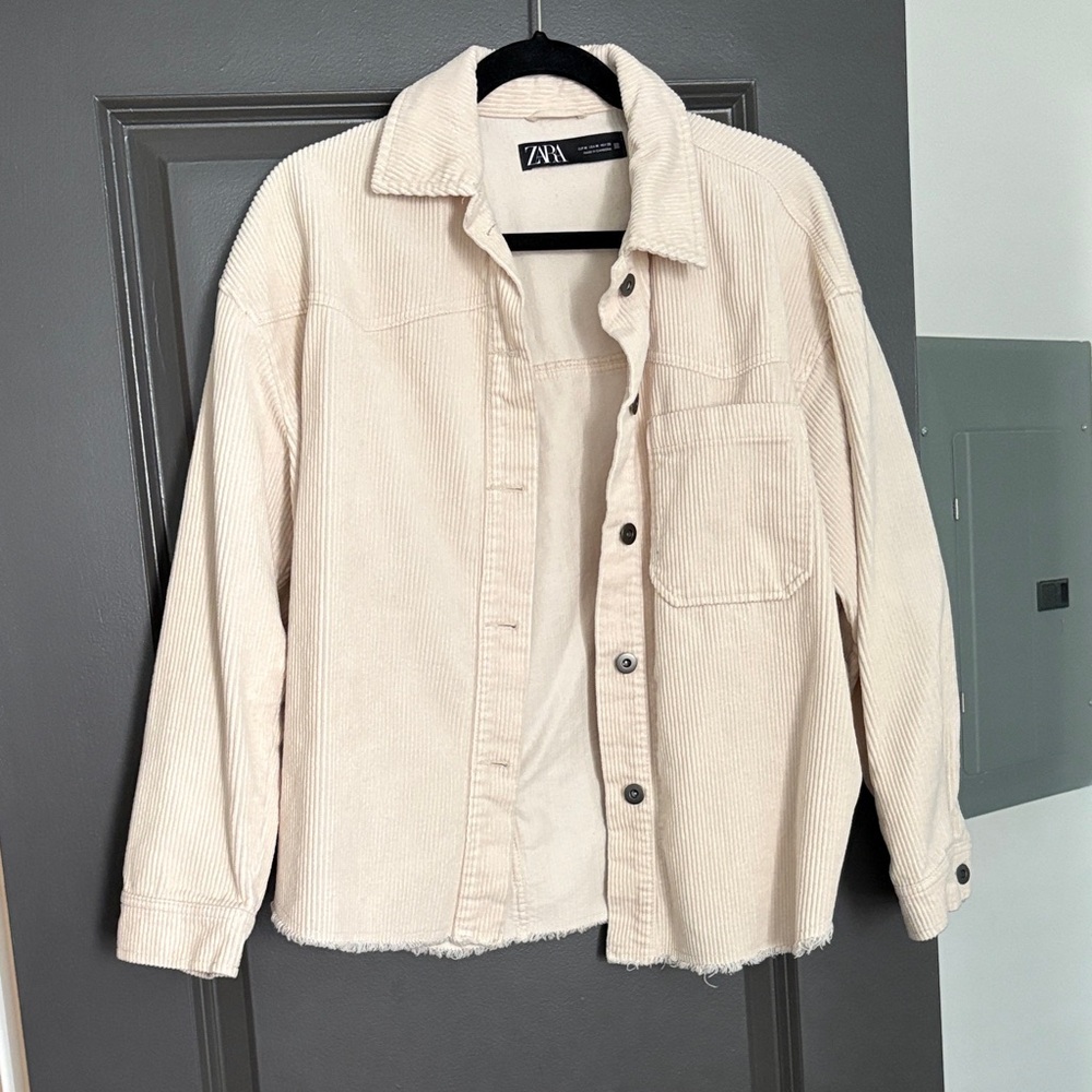 Zara Beige Corduroy Utility Jacket